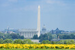 Washington DC skyline with major monumental buildings including Lincoln Memorial and Washington Monument and the Capitol - Washington DC United States