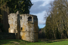 Beaufort Castle Ruins On Spring Day At Mullerthal, Luxembourg