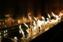 Burning Candles In The Church