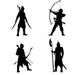 Medieval warriors and archers set with swords and spears.
