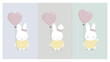 Conejo feliz con globo de corazón color pastel