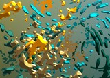 Cartoon water liquid particles droplets. Abatract painting. 2d illustration. Frozen motion small particle molecules.
