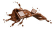 chocolate splashed with chocolate bar on transparent background,clipping path