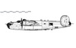 Consolidated B-24D/E Liberator. Liberator B.Mk.III. Vector drawing of WW2 heavy bomber. Side view. Image for illustration and infographics.