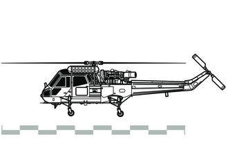 Wall Mural - Westland Wasp HAS.1. Vector drawing of anti submarine helicopter. Side view. Image for illustration and infographics.