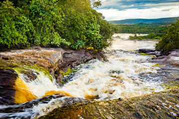 Wall Mural - Scenic view of Carrao river current at Canaima national park