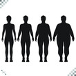 © Mirror-images - Silhouette Of Fat And Thin Peoples Weight Loss Of Overweight Man or unisex person And overweight Woman non gender generic silhouette adults