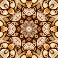Brown White Mandala From Large Number Of Tiny Seashells.