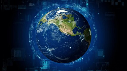 Poster - Global communication network concept. Electronic technology.