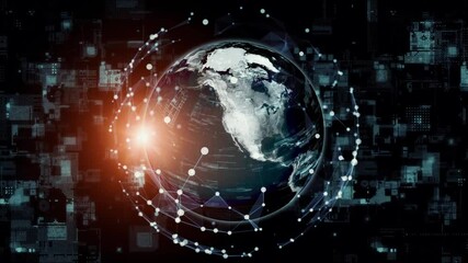 Fototapete - Global communication network concept. Electronic technology.