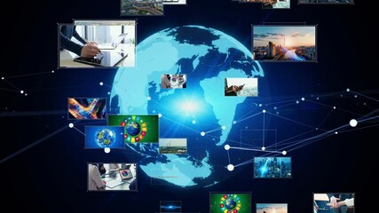 Wall Mural - Global communication network concept.  Video distribution. Digital contents.
