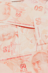 Wall Mural - Turkish currency, Turkish lira banknotes