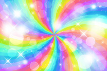 Rainbow Swirl Background With Stars. Radial Gradient Rainbow Of Twisted Spiral. Vector Illustration.