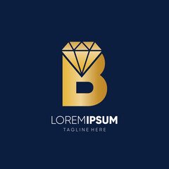 Wall Mural - Letter B Diamond Logo Design Vector Icon Graphic Emblem Illustration