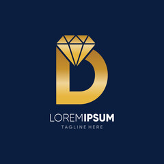 Wall Mural - Letter D Diamond Logo Design Vector Icon Graphic Emblem Illustration