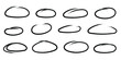 © Valentina - Hand drawn oval set. Doodle Marker highlight circles . Highlighting text and important objects. Round scribble frames. Stock vector illustration on white background.
