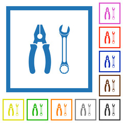 Canvas Print - Combined pliers and wrench flat framed icons