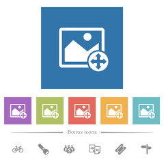 Sticker - Move image flat white icons in square backgrounds