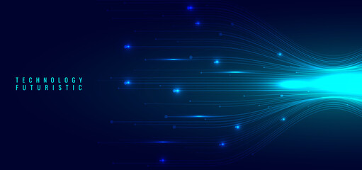 Abstract technology futuristic lines speed data connection and lighting effect on blue background
