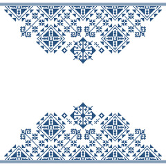 Balkan folk art vector greeting card styled as traditional Zmijanje embroidery pattern from Bosnia and Herzegovina
