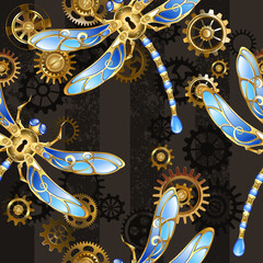 Seamless with mechanical dragonflies