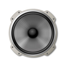 Metallic Sound Speaker Device Icon. Electronic Equipment For Acoustic Volume Music Listening