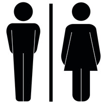 Lady And Man Toilet Sign Vector Icon Eps 10. Restroom Symbol. Simple Isolated Illustration On White Background. Editable Stroke