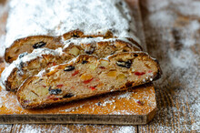 Stollen With Marzipan, Dried Fruits And Nuts