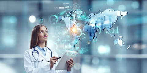 Wall Mural - innovative technologies in science and medicine . mixed media