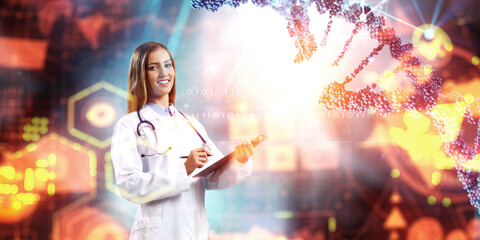 Wall Mural - innovative technologies in science and medicine . mixed media