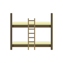 Children Bunk Bed Icon Flat Isolated Vector