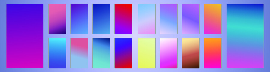 Wall Mural - Set of abstract vector gradient backgrounds. Colorful texture for your design. Mobile app template