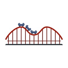 Wall Mural - Roller coaster carousel icon flat isolated vector