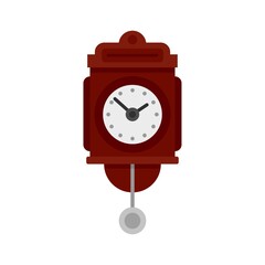 Wall Mural - Wall pendulum clock icon flat isolated vector