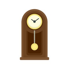 Sticker - Wooden pendulum clock icon flat isolated vector