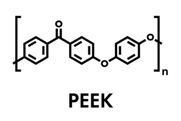 Poster - Polyether ether ketone (PEEK) polymer, chemical structure. Skeletal formula.