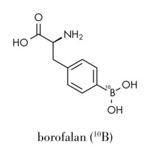 Borofalan (10B) Drug Molecule. Used In Boron Neutron Capture Therapy (BNCT). Skeletal Formula.