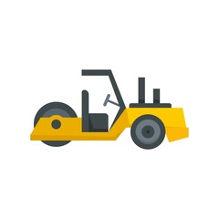 Wall Mural - Work road roller icon flat isolated vector