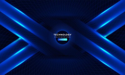 Wall Mural - Dark blue light abstract technology background