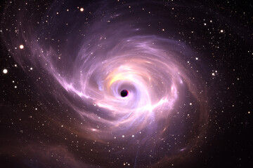 gas spinning in a whirlpool around a gigantic black hole