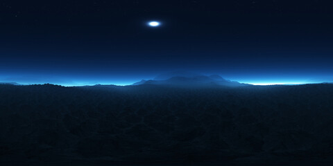 Wall Mural - 360 degree alien planet landscape, equirectangular projection, environment map. hdri spherical panor