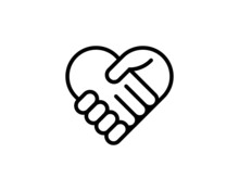 Handshake Icon, Heart Symbol. Hand Shake With Heart Shaped Vector Illustration