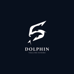 letter S with vector logo dolphin simple inspiration