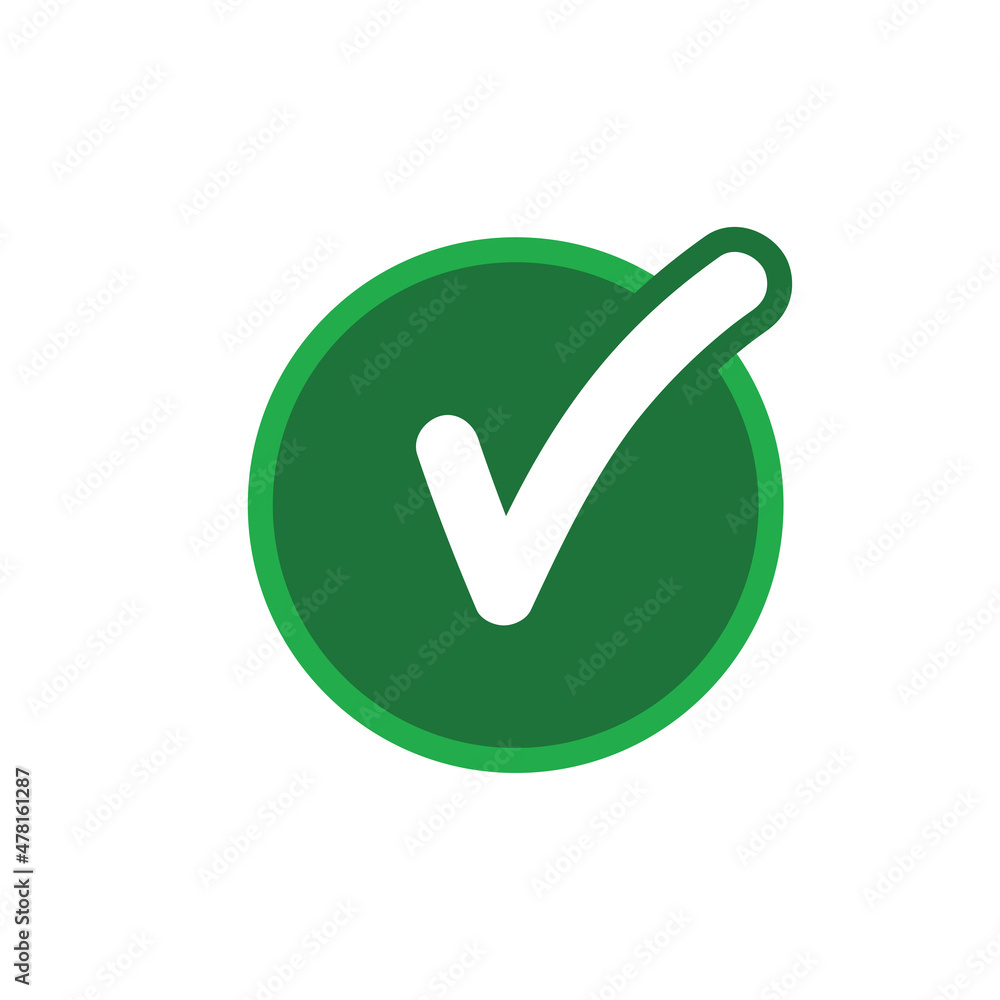 Green check mark icon inside a circle. Tick symbol in green color ...