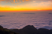 Phu Chee Dao, Chiang Rai Province, Thailand,Sunrise At Phu Chee Dao Peak Of Mountain In Chiang Rai, Thailand. 