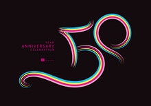 50 Years Anniversary Celebration Logotype Colorful Line Vector, 50th Birthday Logo, 50 Number, Banner Template, Vector Design Template Elements For Invitation Card And Poster. Number Design Vector