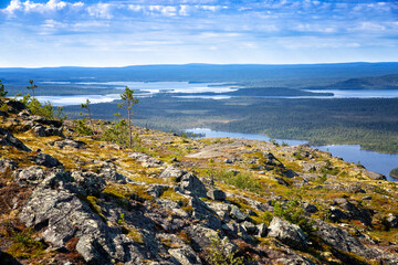 Landscapes overlooking the lake. Kola Peninsula, Arctic Circle, Russia