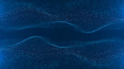 Wall Mural - wave of particles. abstract particle. data visualization. abstract digital background. 4k rendering.