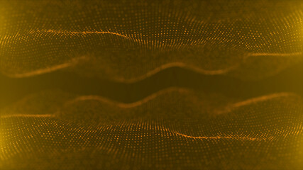 Wall Mural - title: technology digital wave background concept.beautiful motion waving dots texture with glowing 