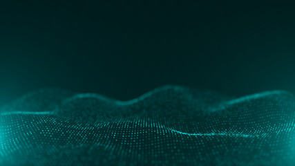 Wall Mural - technology digital wave background concept.beautiful motion waving dots texture with glowing defocus